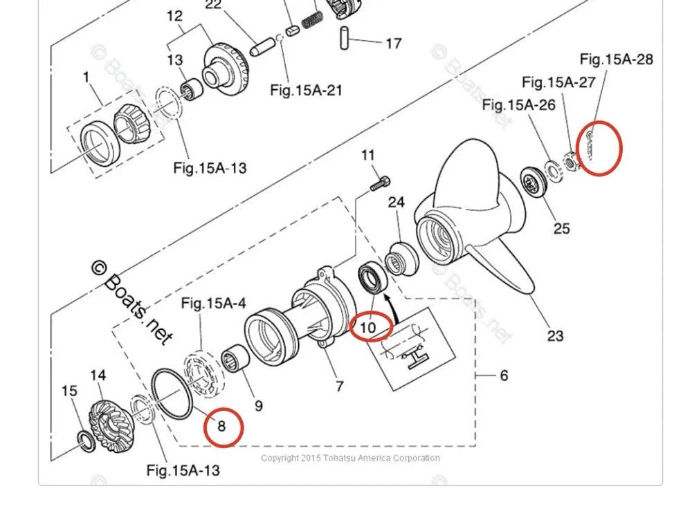 Lower Gearcase Seal Kit for Tohatsu MD40B2 M50C M60B/A M70B/A2 (353601110 353601030)