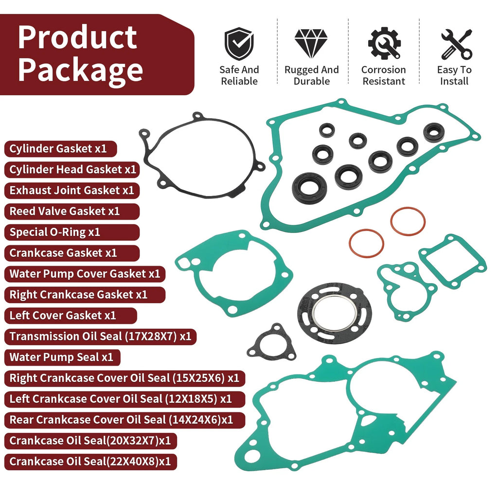 Complete Engine Gasket Kit with Oil Seal for Honda CR80R (1986–1991)