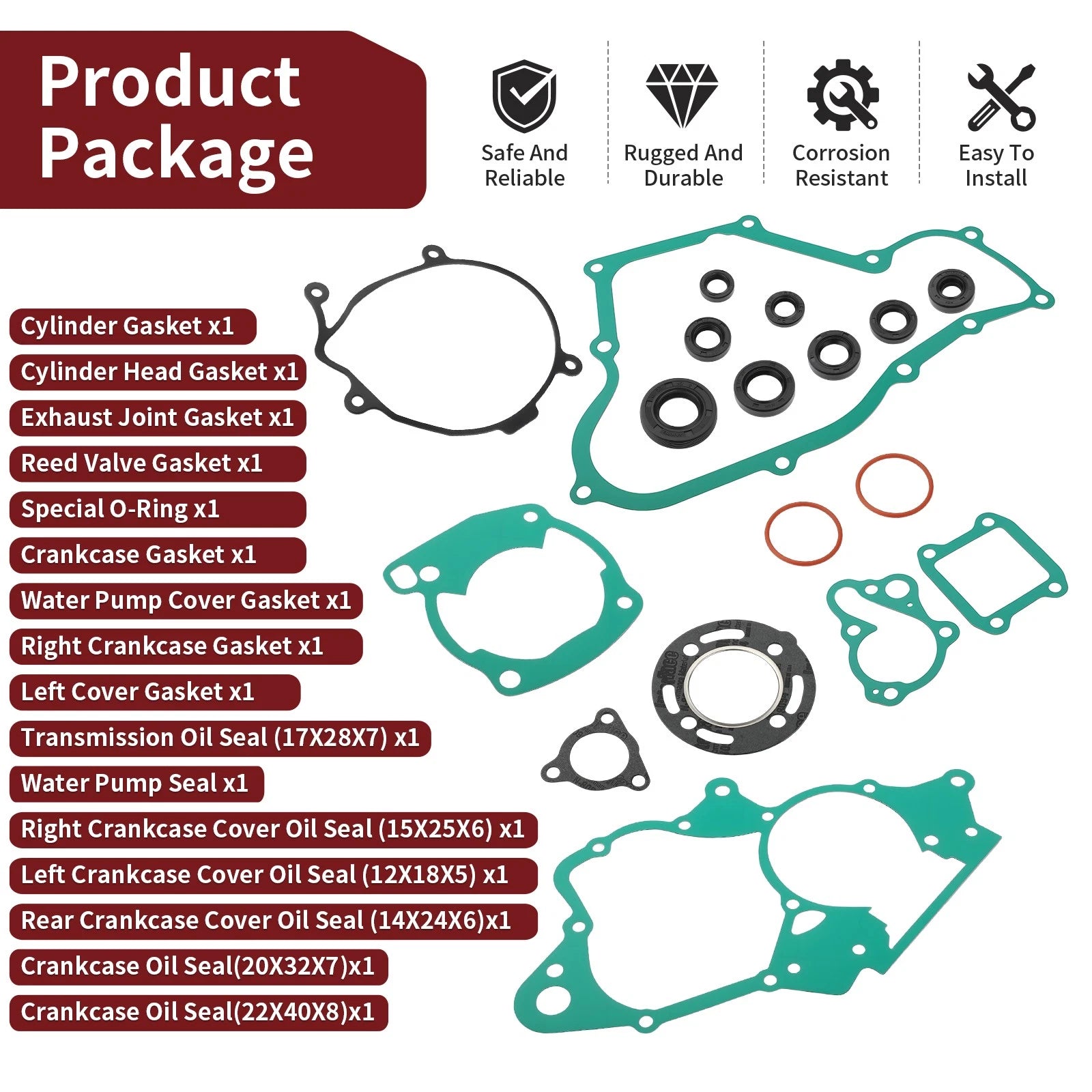 Complete Engine Gasket Kit with Oil Seal for Honda CR80R (1986–1991)
