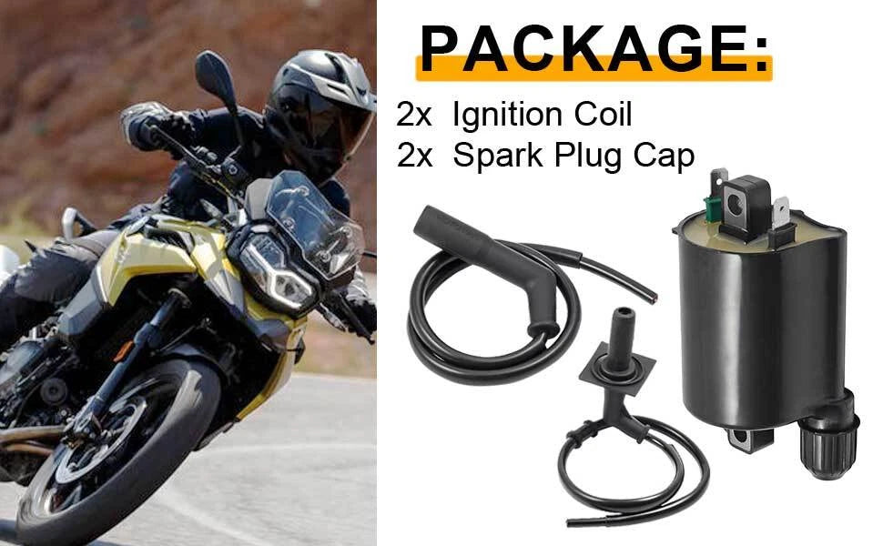 2X Ignition Coil with Spark Plug Cap for Honda Shadow Sabre 1100 (2000–2007)