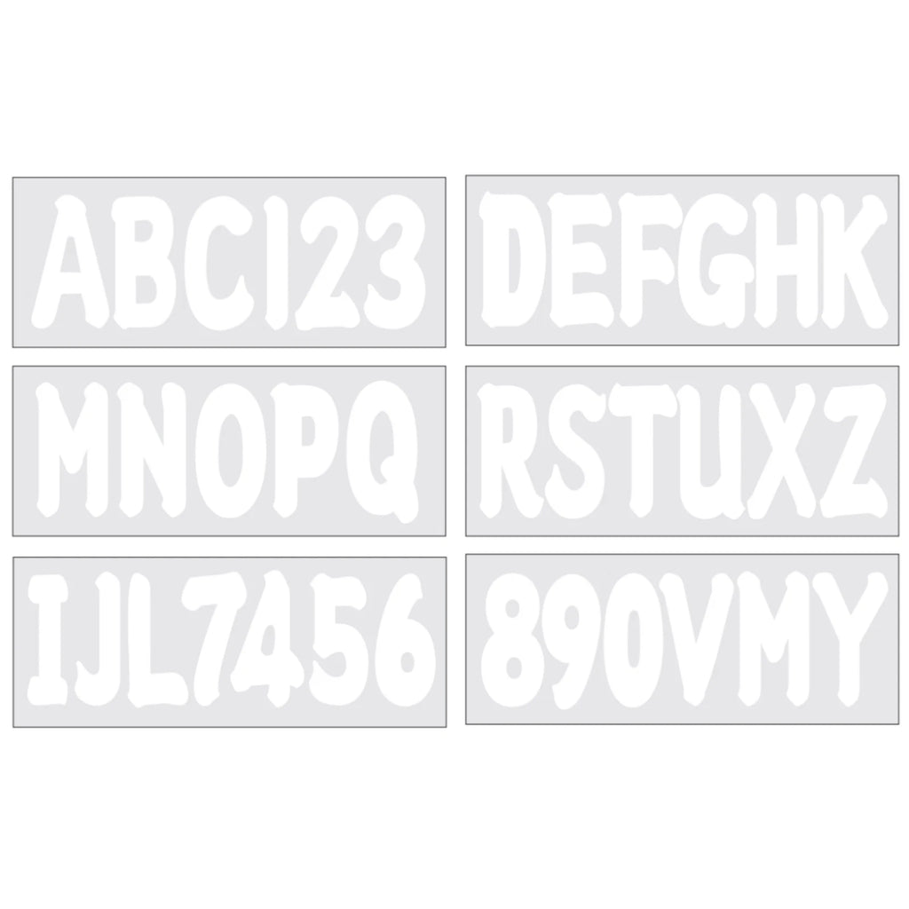 Set of 4 Boat Numbers and Letters Decal Stickers A-Z 0-9 White