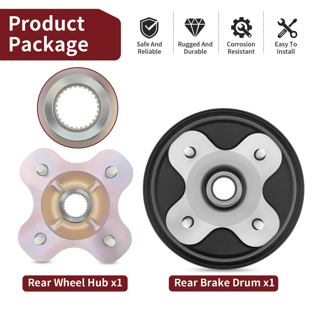 Rear Brake Drum & Wheel Hub for Yamaha Big Bear 350 Kodiak 400 (1993–1999)