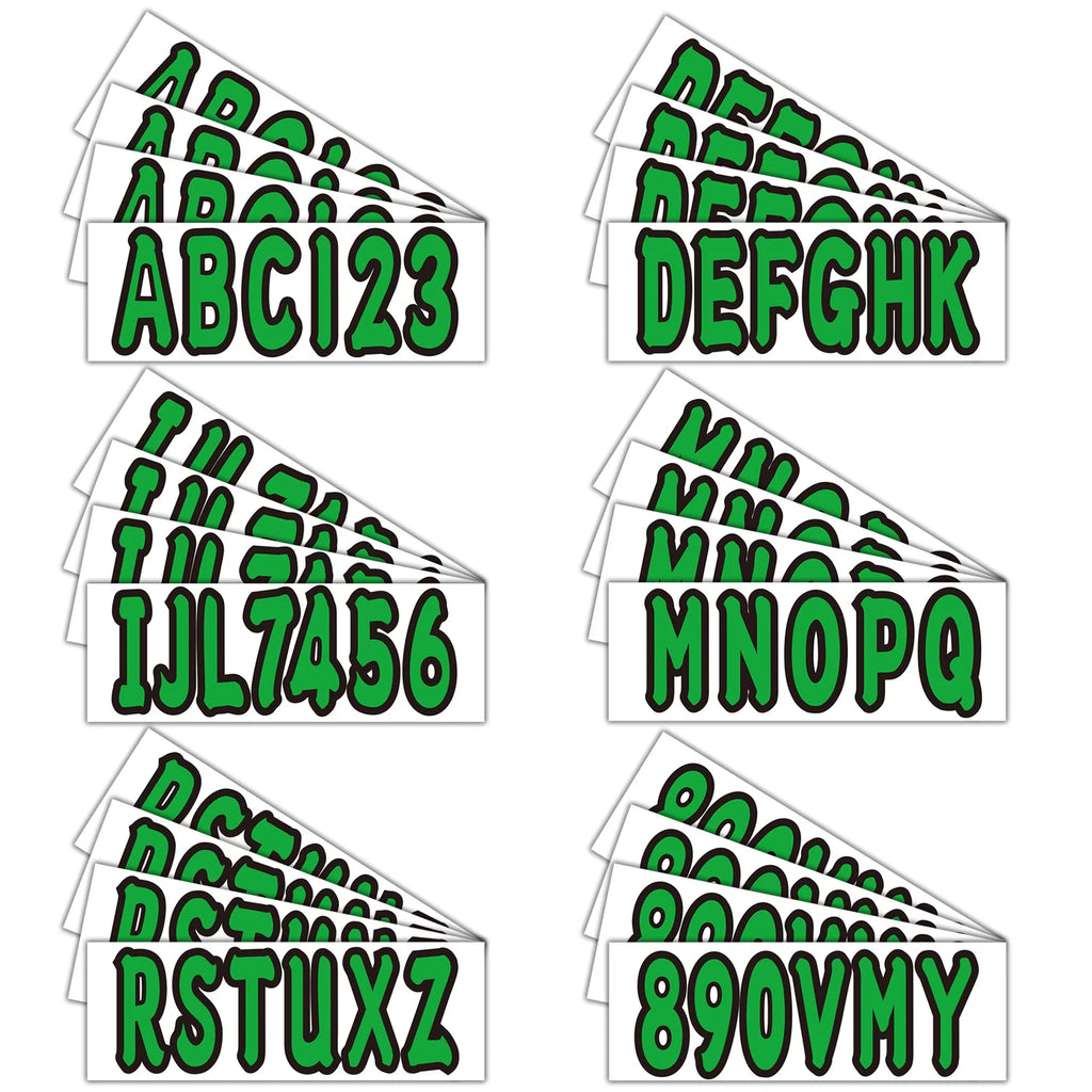 Set of 4 Green Decals for Boat Letters & Numbers A-Z & 0-9