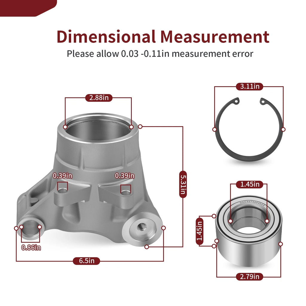 2 Rear Wheel Bearing Carrier & Bearing for Polaris Sportsman 400 450 500 570 800 (2000–2023)
