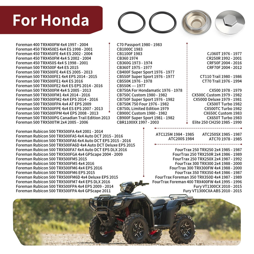 2 Engine Valve Tappet Adjustment Cover Cap & O-Ring 17mm for Honda 12361-300-000