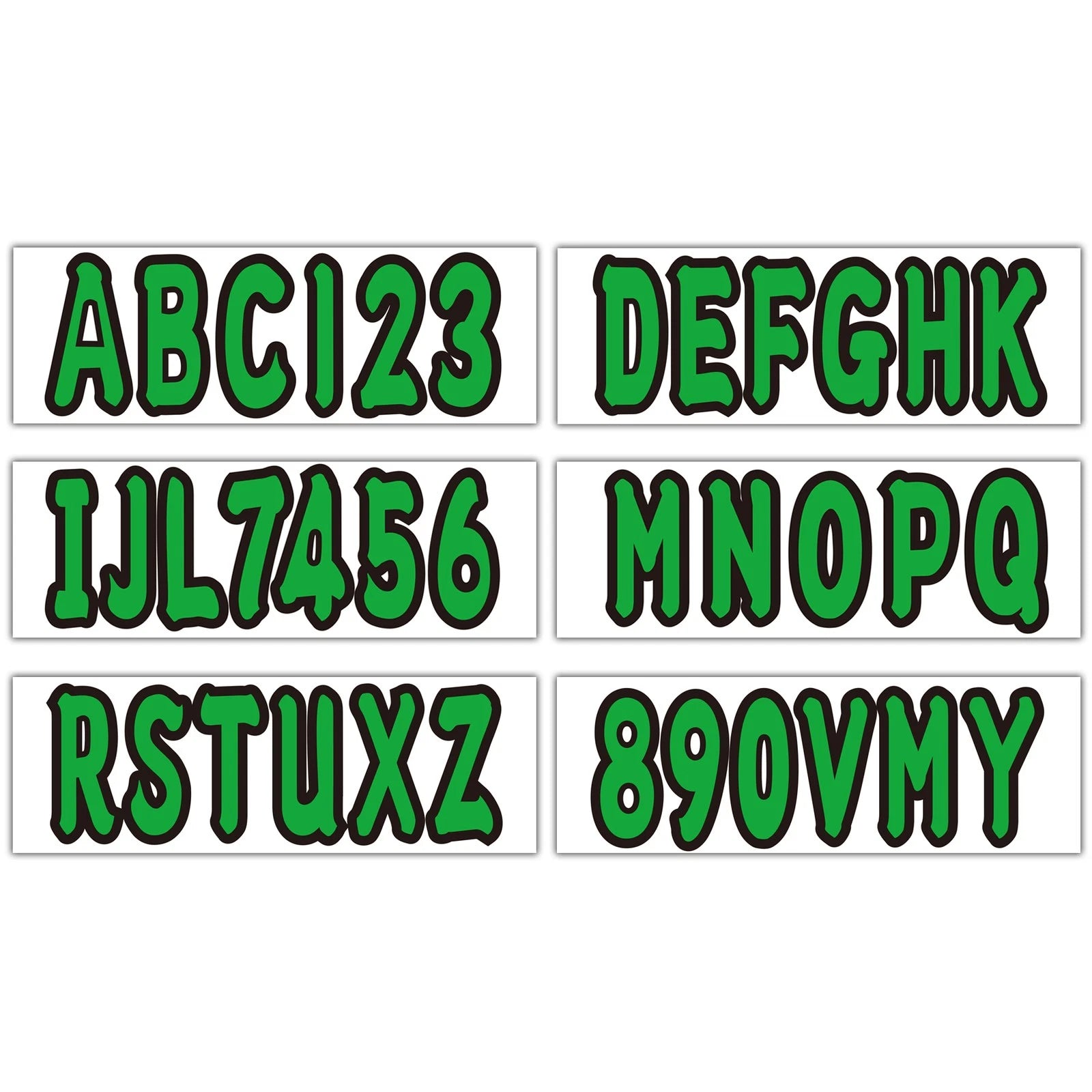 Set of 4 Green Decals for Boat Registration A-Z 0-9