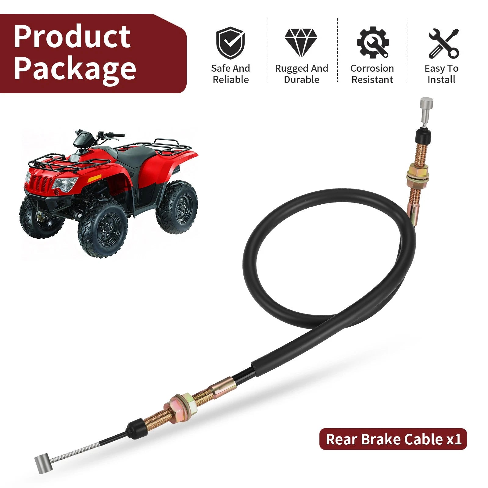 Rear Brake Cable for Arctic Cat Bearcat 454 1998 (Part #0487-006)