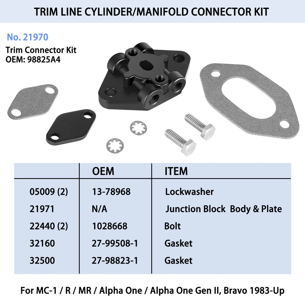 Trim Cylinder Connector Kit for MerCruiser Alpha Bravo (21970, 98825A4)