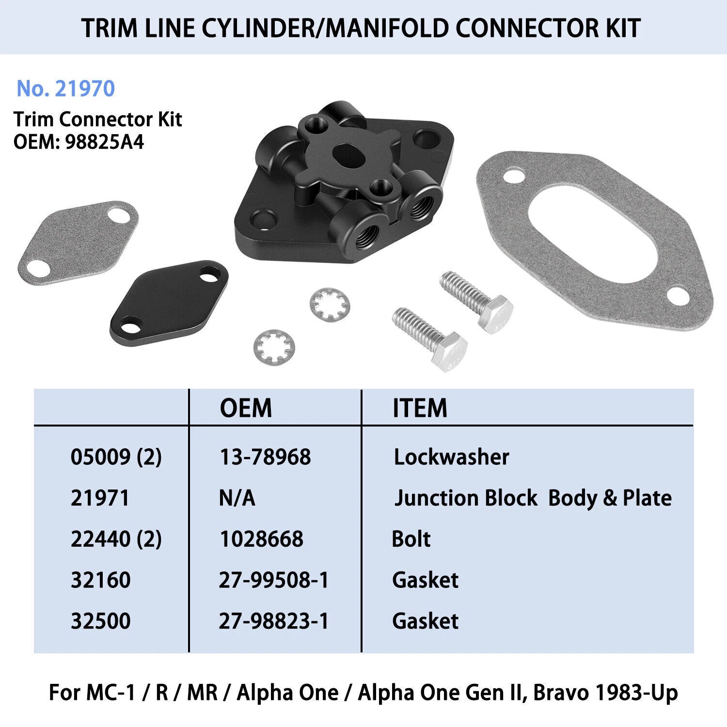 Trim Cylinder Connector Kit for MerCruiser Alpha Bravo (21970, 98825A4)