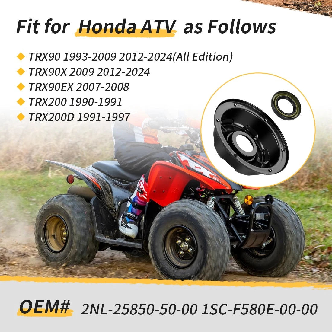 Rear Brake Drum Cover with Dust Seal for Honda TRX90X (2009–2024) 40520-HF1-670