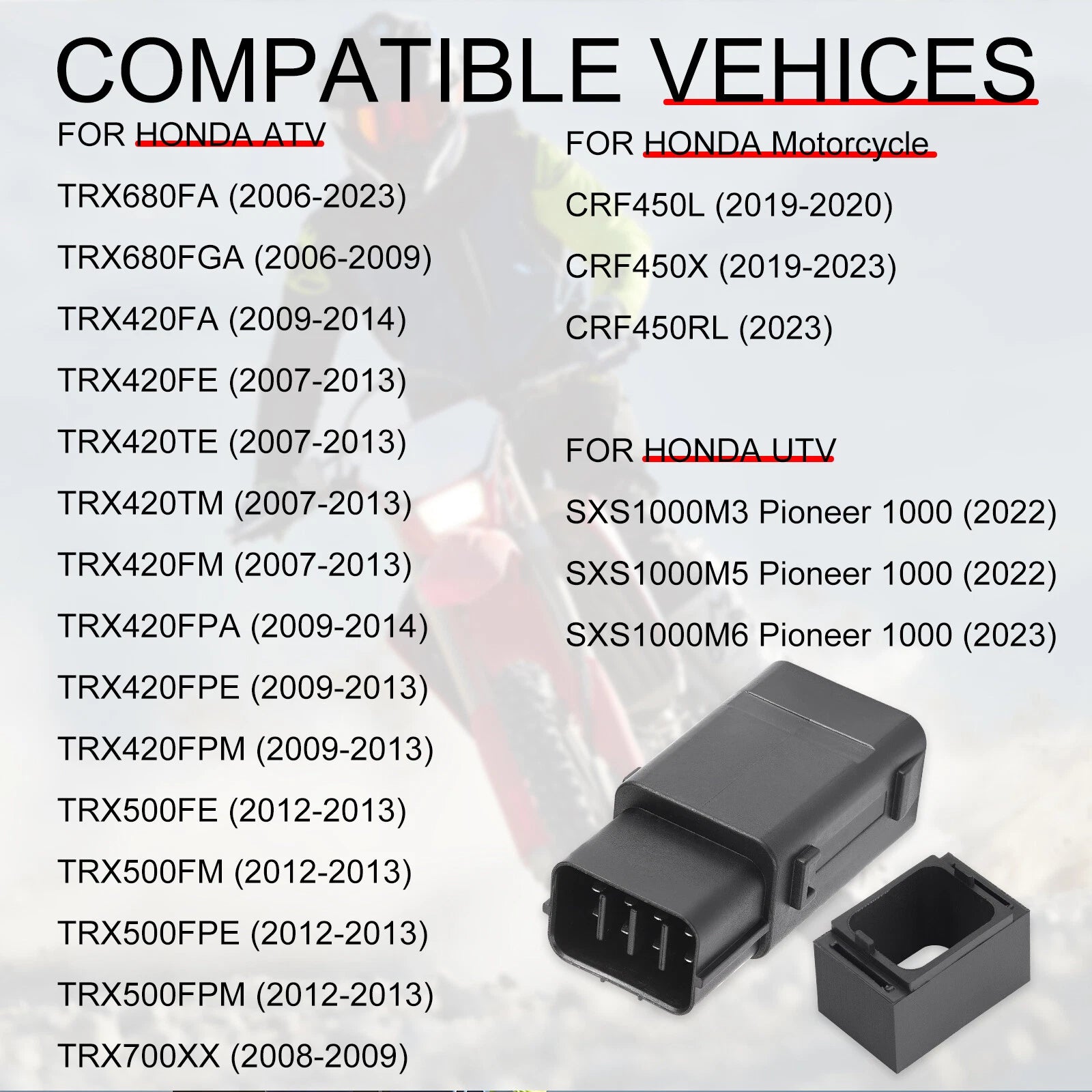 Fuel Pump Relay for Honda Foreman 500 TRX500FE TRX500FM TRX500FPE (2012–2013)