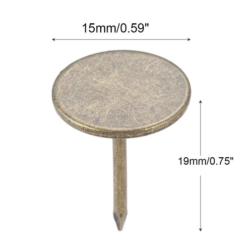 100pcs Antique Bronze Flat Head Upholstery Nails Push Pins Hardware