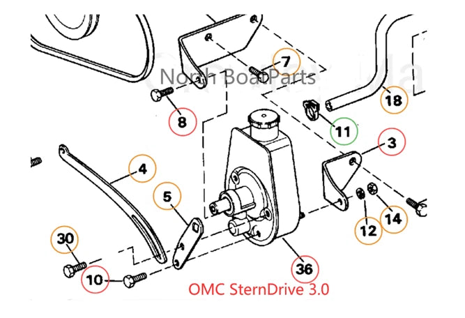 Power Steering Pump for Volvo Penta Engines 3L 4.3L 5L 7.4L (3850491 3888323)