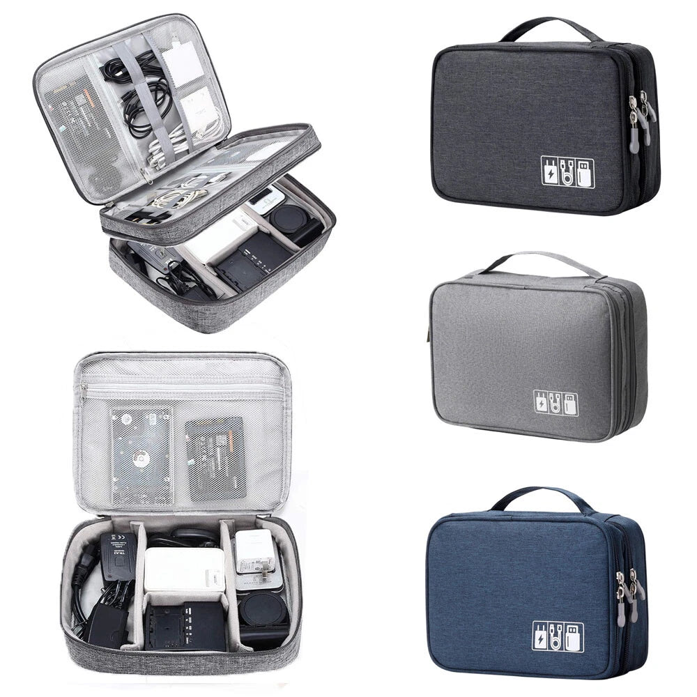 Portable Electronic USB Organizer Travel Cable Storage Bag Case