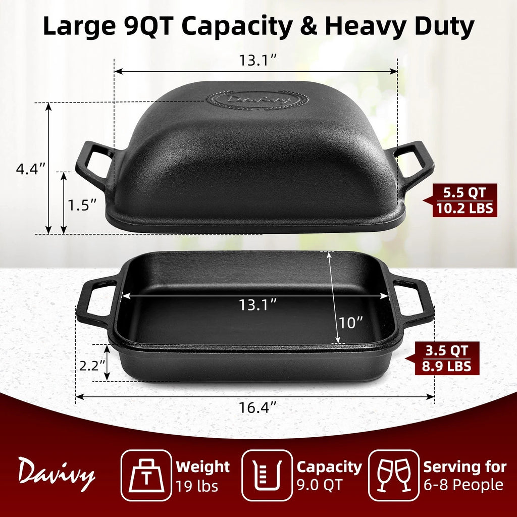 9 Quart Non-stick Cast Iron Dutch Oven for Sourdough Bread (2023)