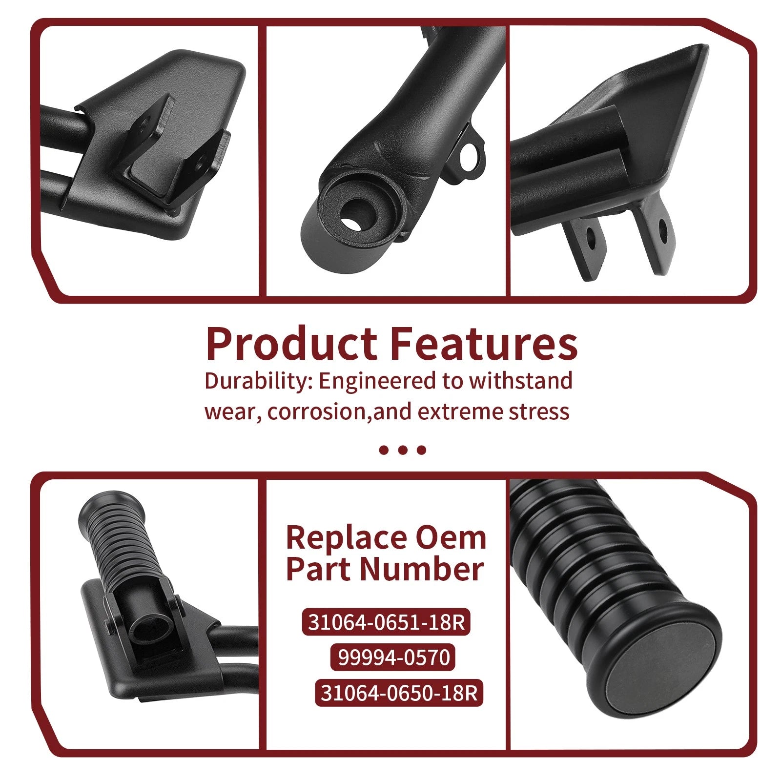 Set of 2 Black Passenger Foot Pegs for Kawasaki Vulcan S EN650 ABS (2015–2024)
