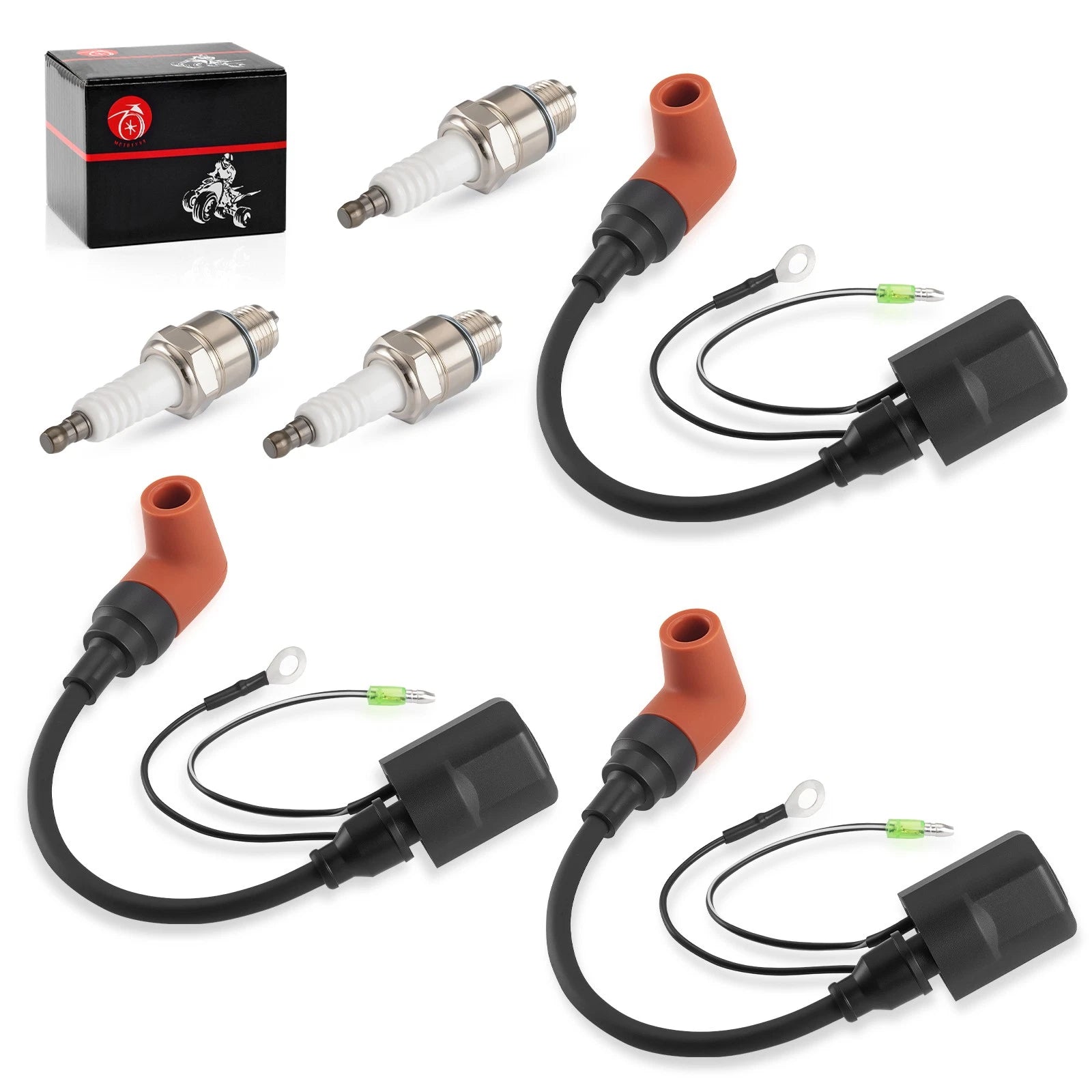 3X Ignition Coil w/ Spark Plug for Yamaha 2 Stroke 55-90 HP (1992–2009)
