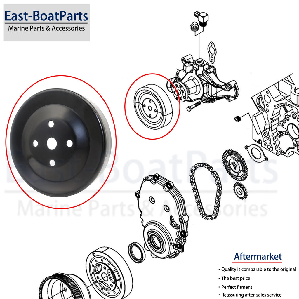 Water Pump Pulley for Mercruiser 4.3 5.0 5.7 6.2 7.4 8.2 L V6 V8 (Model 8M0153706)