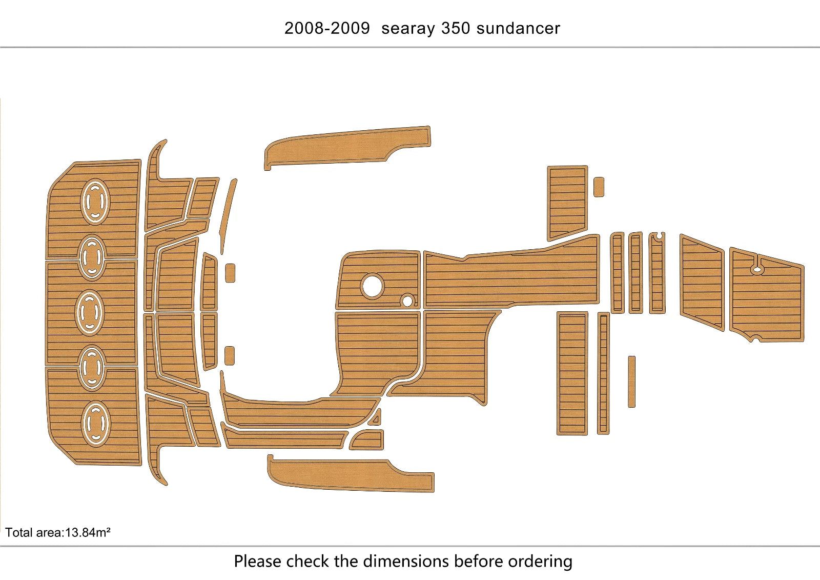 EVA Foam Teak Deck Flooring Mat for Sea Ray 350 Sundancer (2008)
