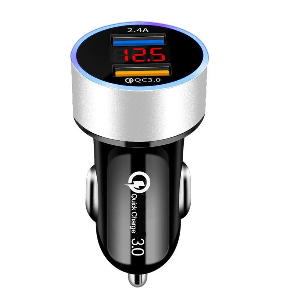1Pc Dual USB Car Phone Charger Adapter for Universal Vehicles (LED)