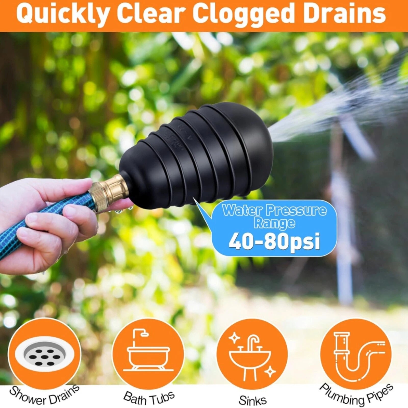 Drain Cleaning Bladder for 4" to 6" Drain Pipe (Fits )