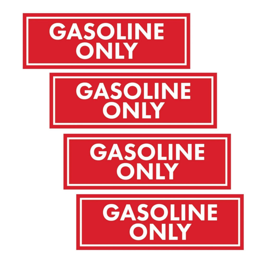 Set of 4 Gasoline Only Stickers for Fuel Tank Caps - Waterproof Adhesive