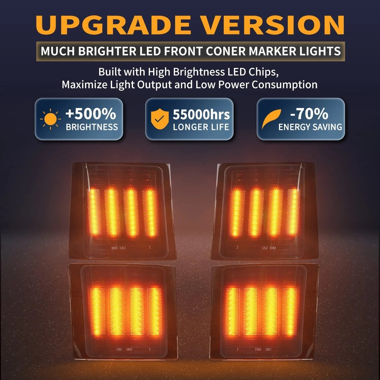 Dynamic Smoke LED Corner Turn Signal Lights for GMC Chevy C/K Silverado Suburban