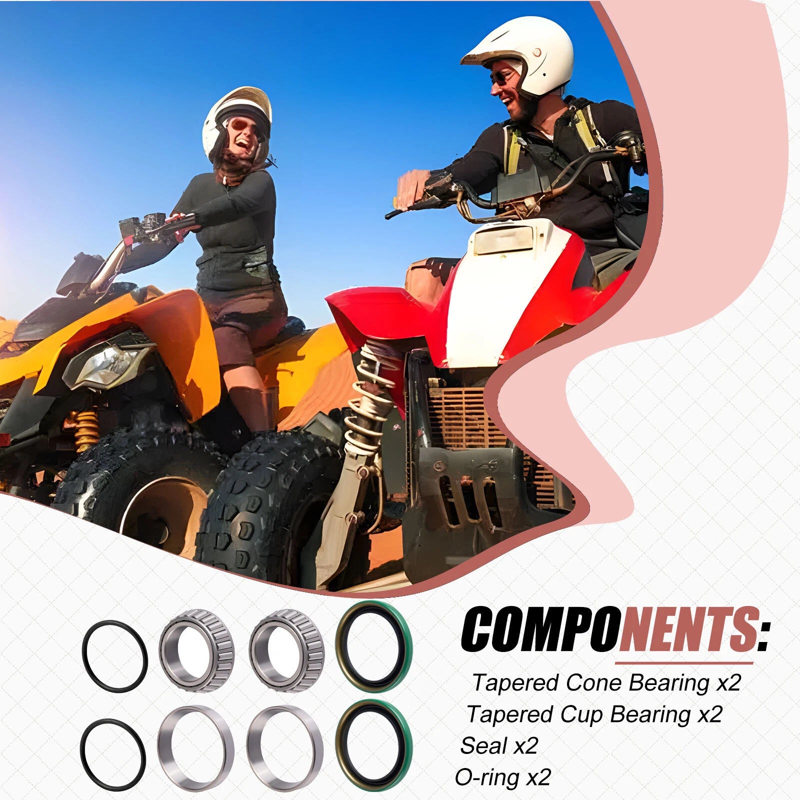 Rear Hub Bearing Seal Repair Kit for Polaris Scrambler 400 500 (1999–2002) 3554517 3554518