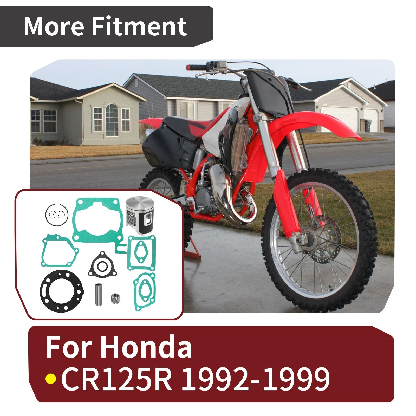 Top End Rebuild Kit for Honda CR125R (1992–1999) - Piston, Needle Bearing, Gaskets