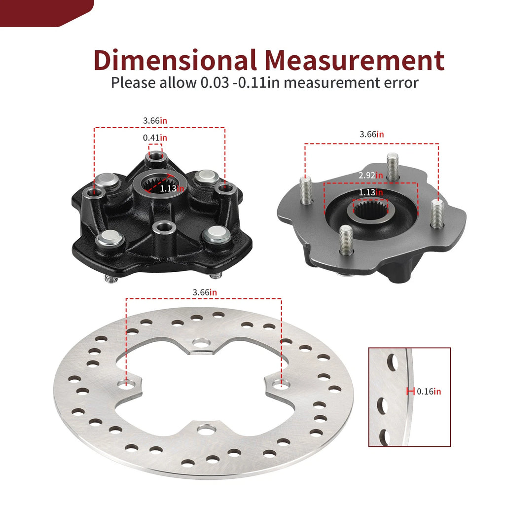 Front Left Right Wheel Hubs Brake Disc for Honda Rancher 420 (2014–2024)