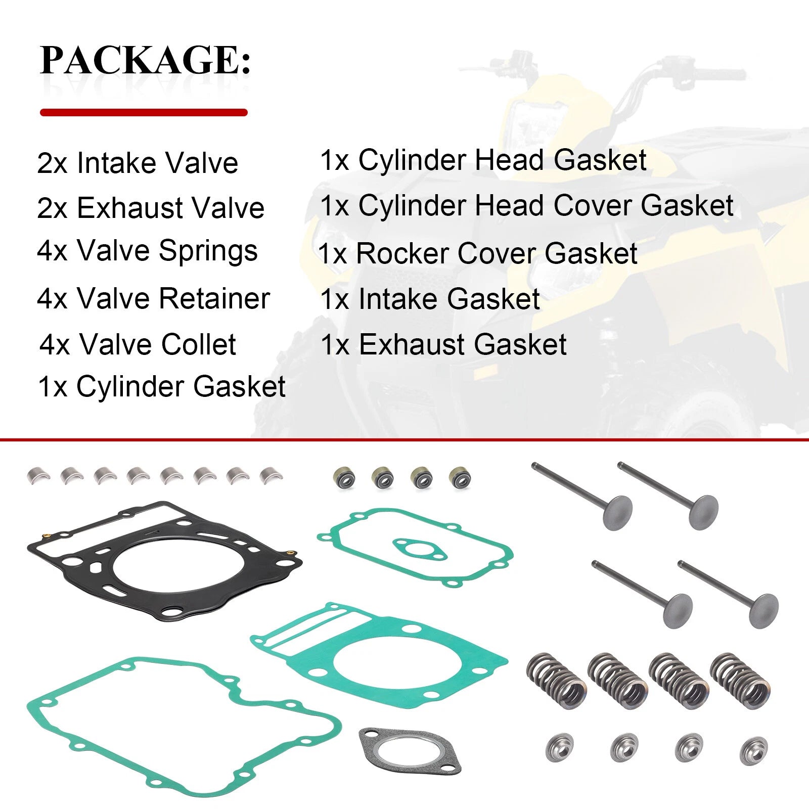 Intake Exhaust Valve Kit w/ Gasket for Polaris Magnum Xpedition Big Boss (1995–2005)