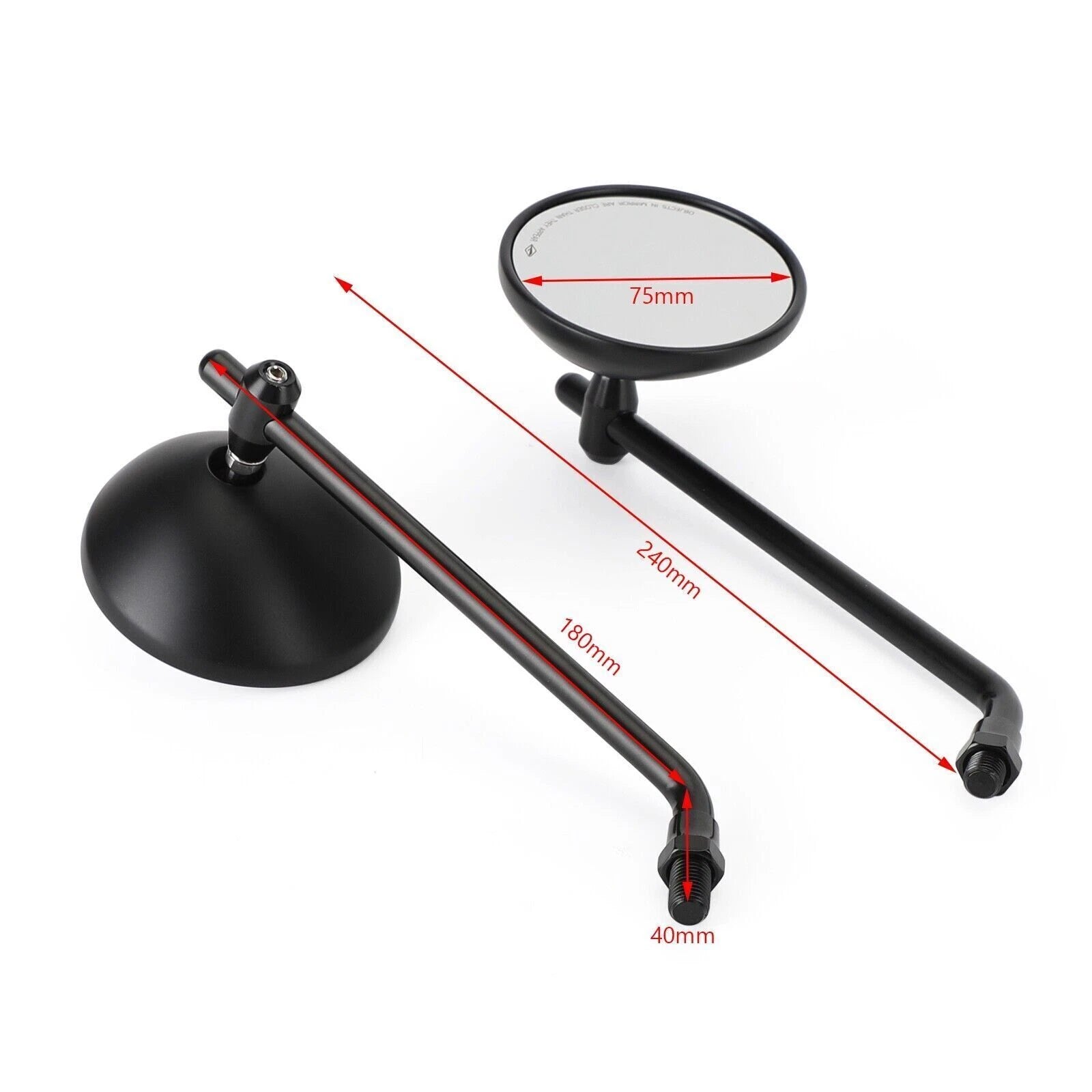 Classic Style Black Mirrors 10mm R/H for Honda CB Shadow Cruiser (T9)