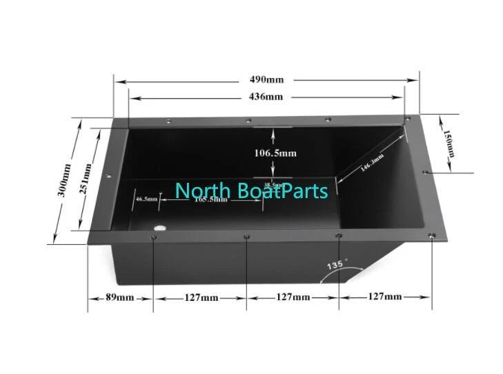 Recessed Trolling Motor Foot Pedal Pan for Marine (93/4''Wx17''Lx4''D)