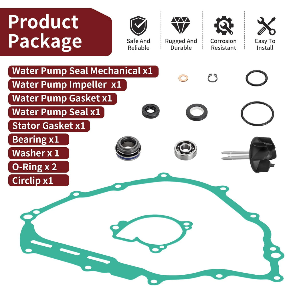 Water Pump Impeller Shaft Kit w/Gasket for Yamaha Viking VI 700, Kodiak, Rhino 700
