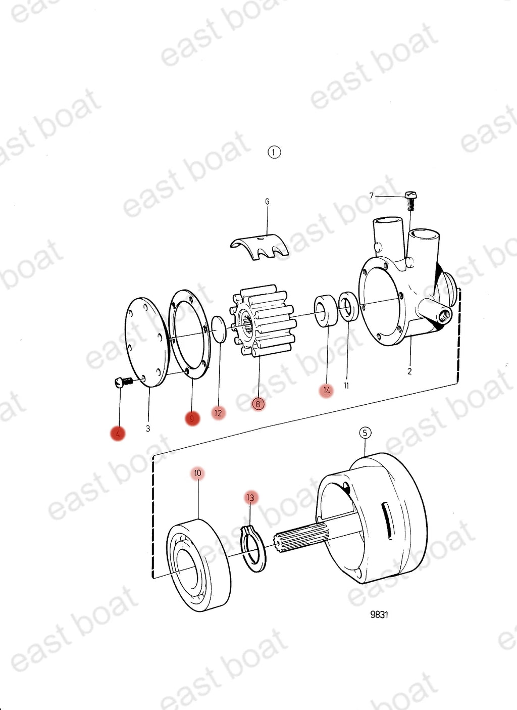 Water Pump Repair Kit for Volvo Penta DP-A DP-A2 DP-C DP-C1 DP-D DP-D1 (All Years)