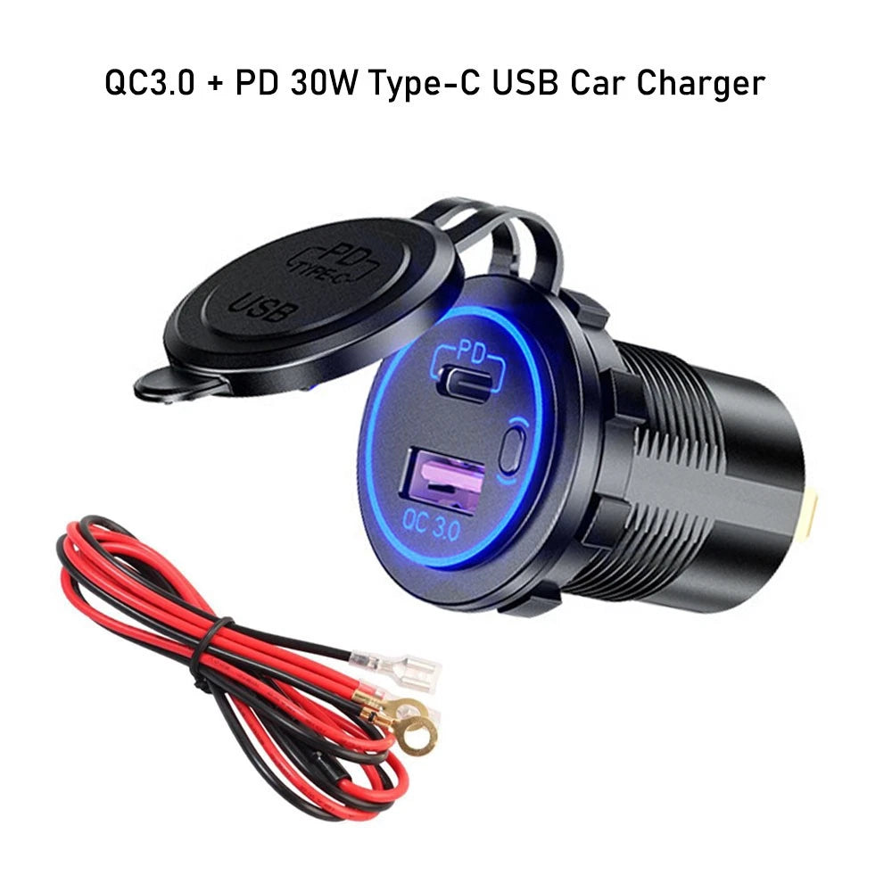 Dual USB Type-C Fast Charging Car Charger Adapter for Universal Use