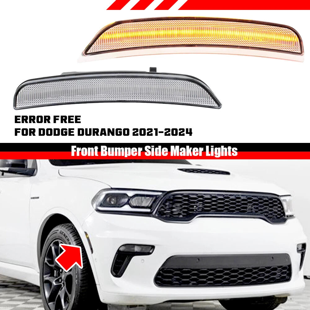 Clear Amber LED Front Bumper Side Marker Light for Dodge Durango (2021–2026)