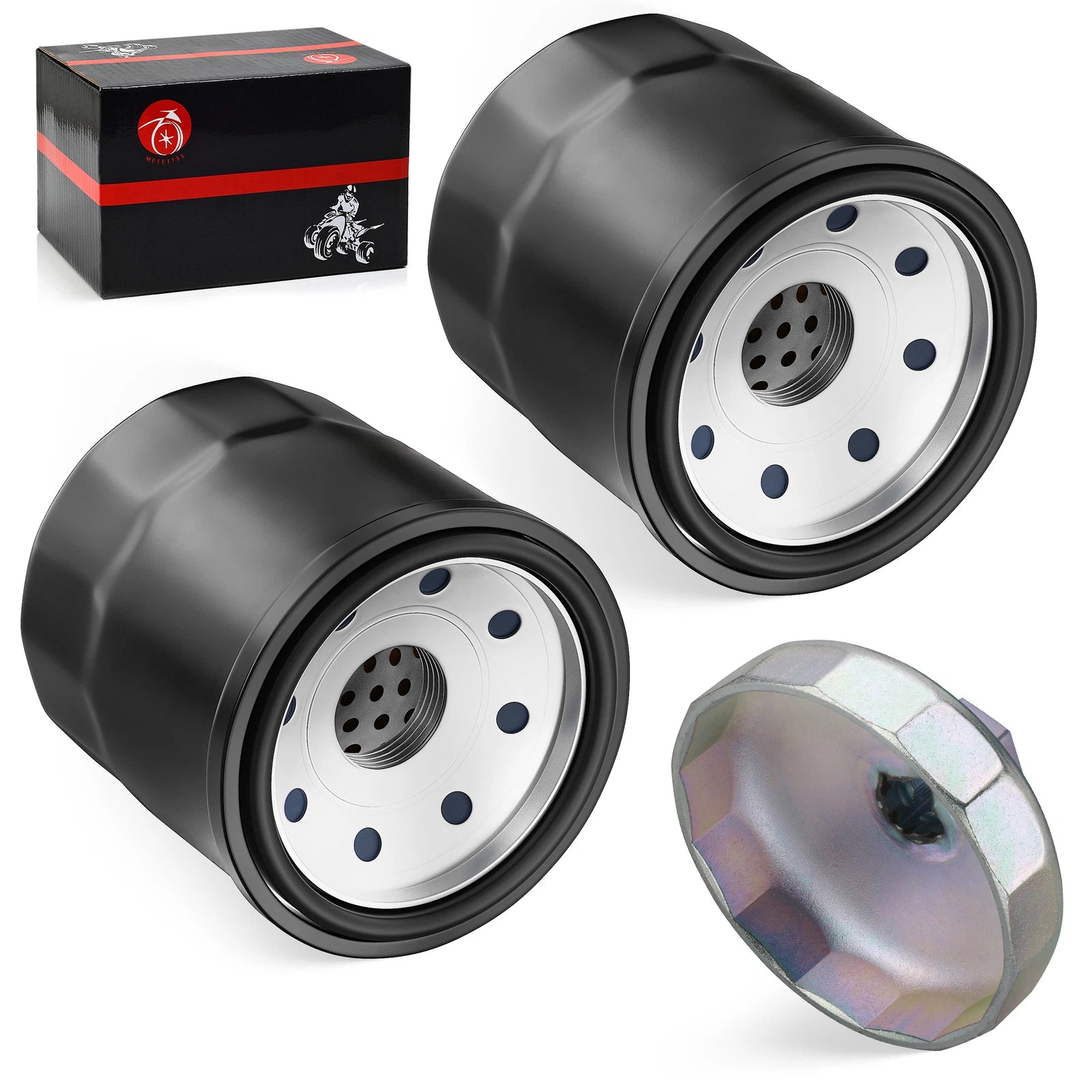 2 Oil Filters & Wrench Tool for Kawasaki KAF450 KAF540 Mule 1000 (2010–2030)