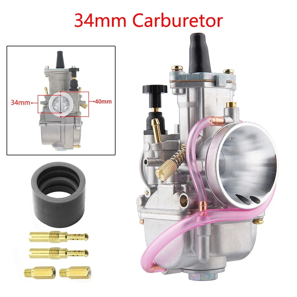 34mm Carburetor for PWK34 Keihin KOSO OKO ATV Go Kart Dirt Pit Bike (250-350cc)