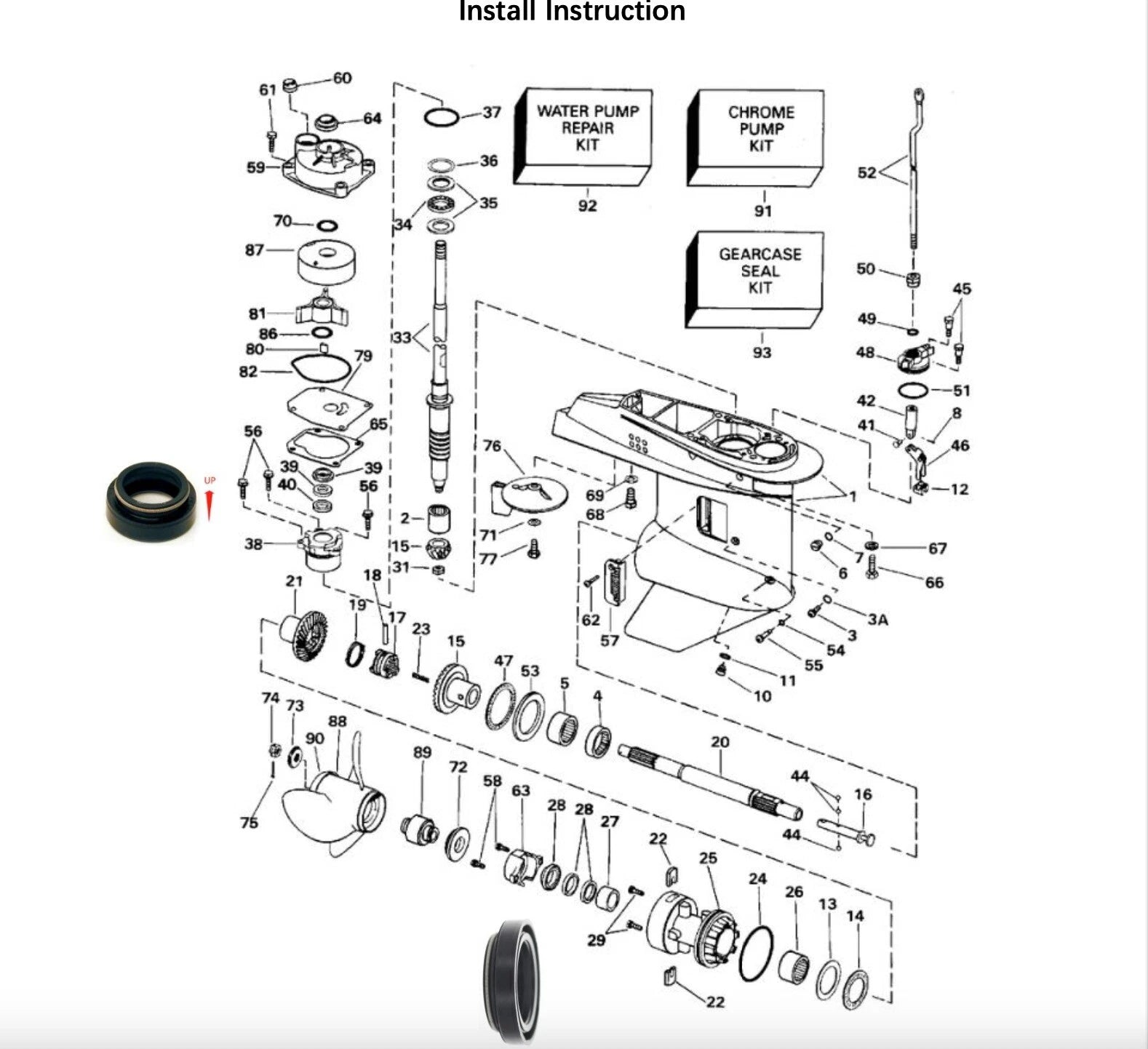 Seal Kit for Johnson Evinrude Outboard 40-50hp (1989–2005) 433550 0433550