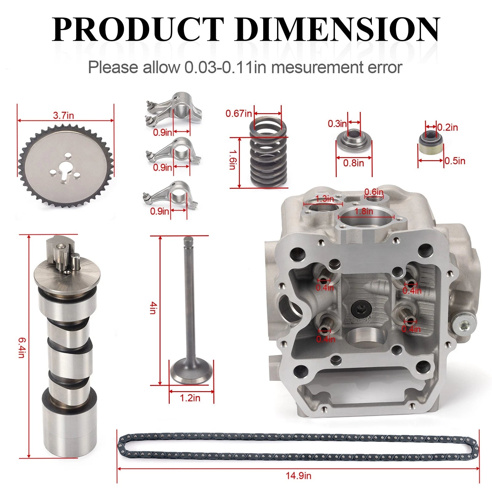 Engine Cylinder Head + Rocker Arm Camshaft Kit for Polaris Sportsman (2000–2007)