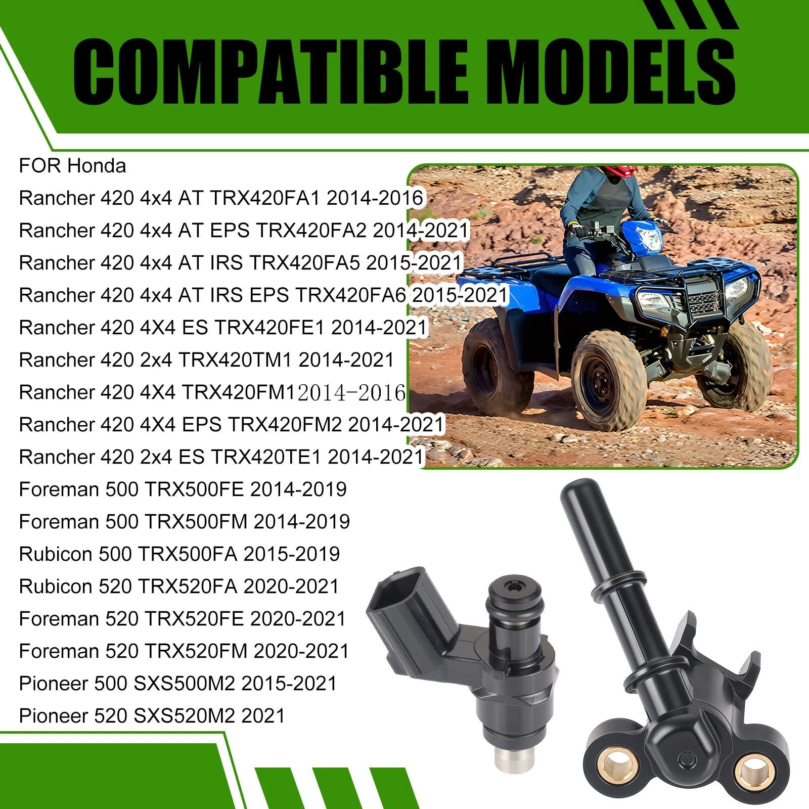 Fuel Injector & Joint Cap for Honda Rancher 420 TRX420 (2014–2021) 16422-HR3-A41