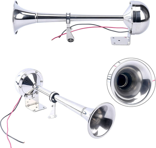 12V 115DB Stainless Steel Single Trumpet Horn for Universal Marine Boat Truck RV