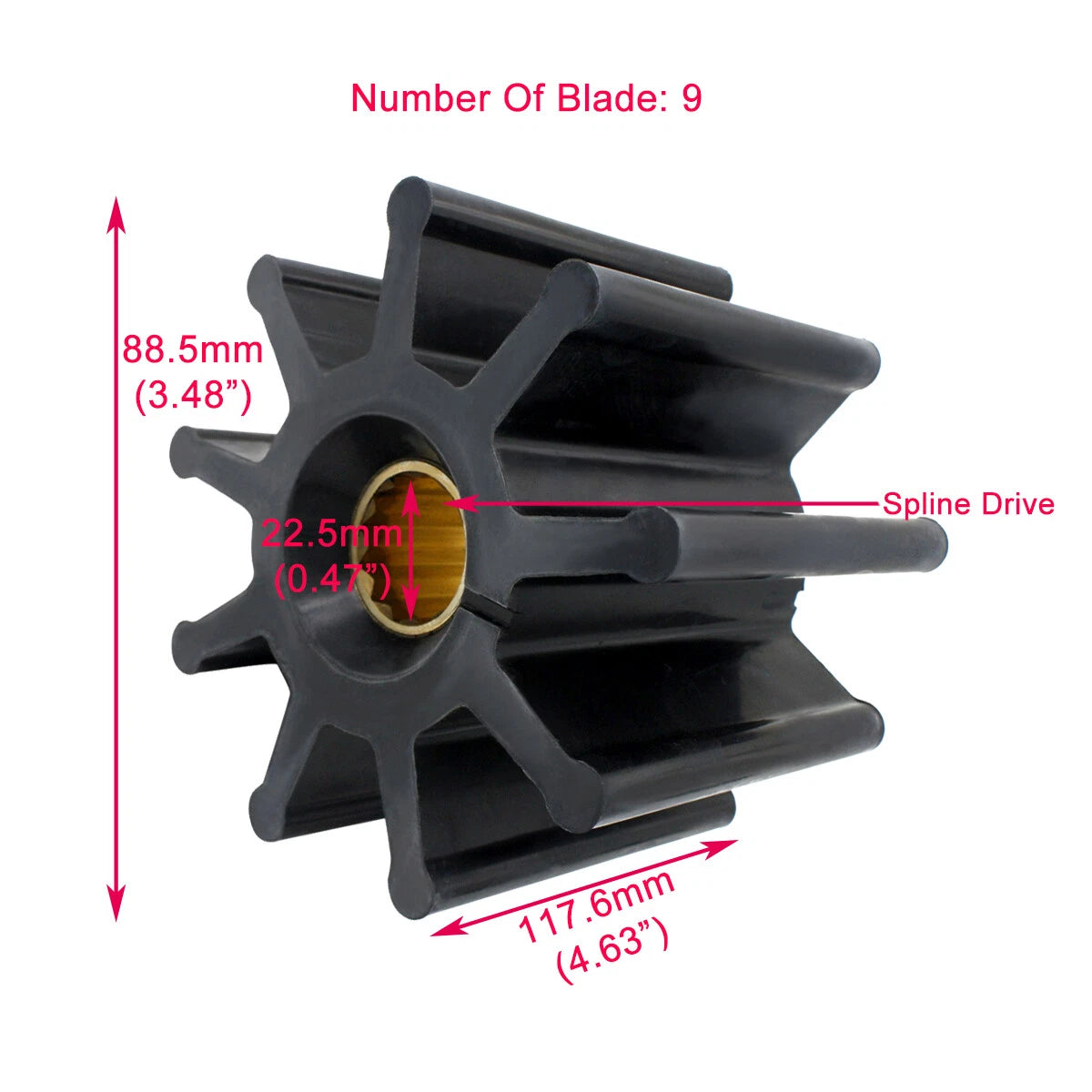 Set of 2 Sea Water Pump Impellers for Jabsco 18789-0001, 17240-0001