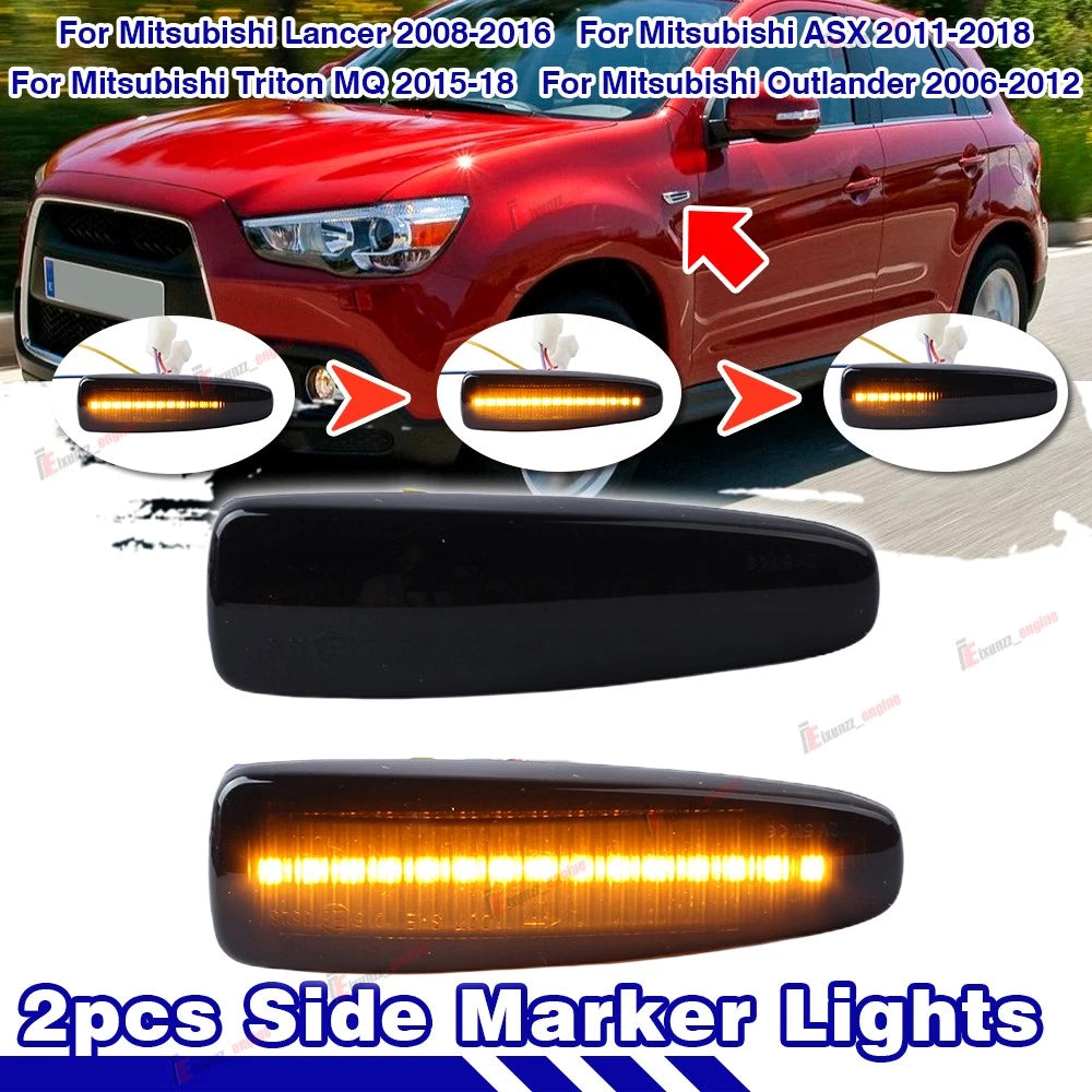 2Pcs Front Fender Side Marker Indicator Lights for Mitsubishi Triton (2015–2018)