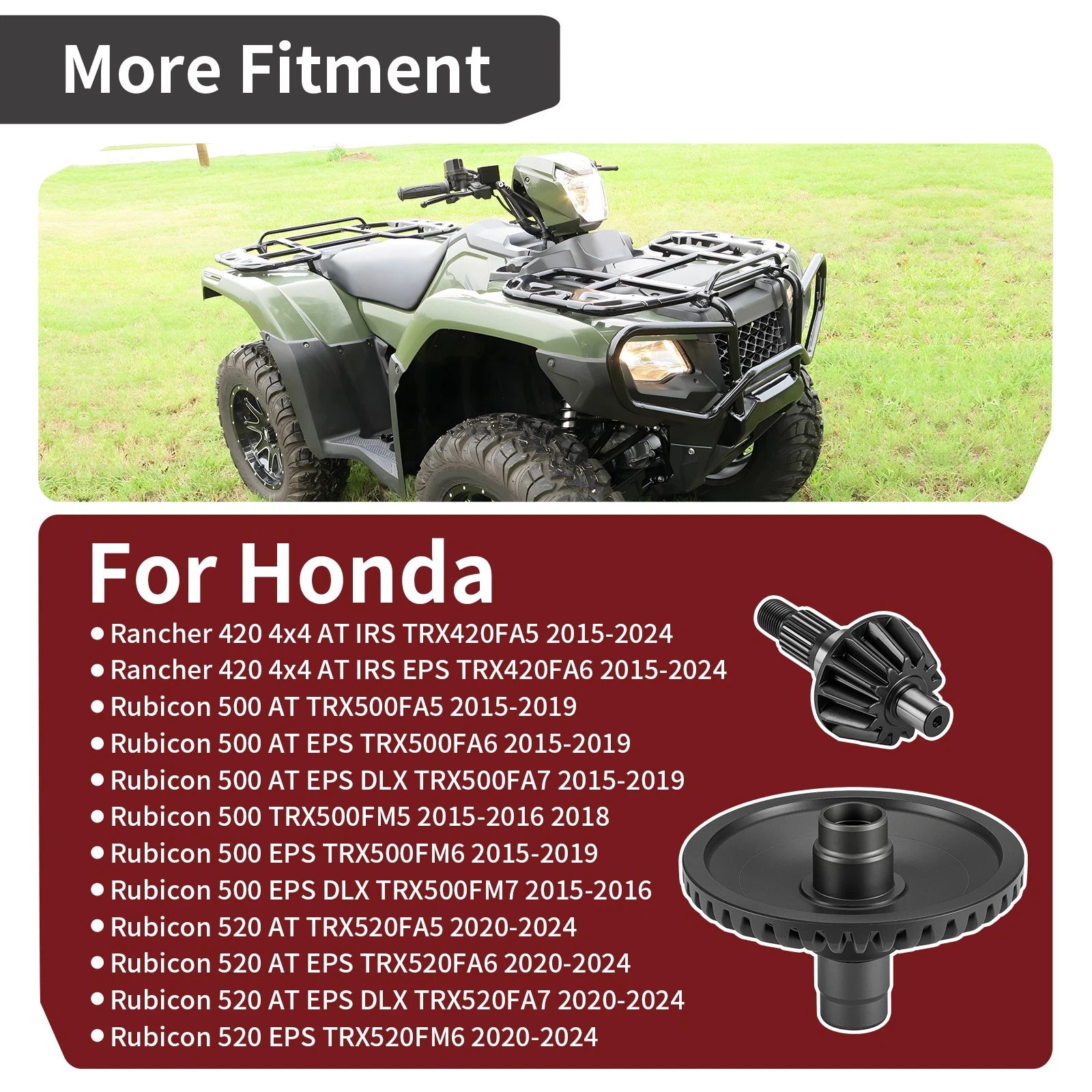 Rear Differential Gear Ring Pinion for Honda TRX420FA5/FA6 Rancher 420 (2015–2024)