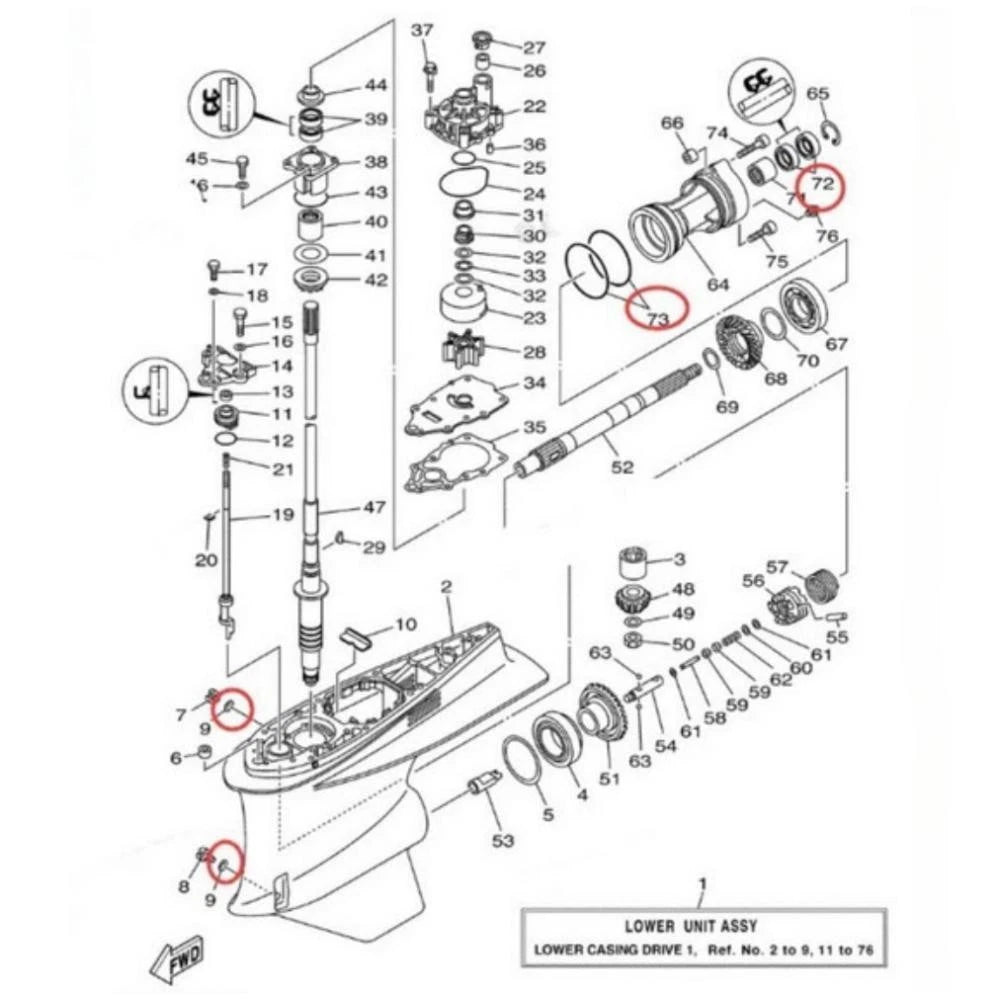 Lower Unit Seal Kit for Yamaha 2 Stroke 200HP 225HP 240HP 250HP 300HP (1996–2023)