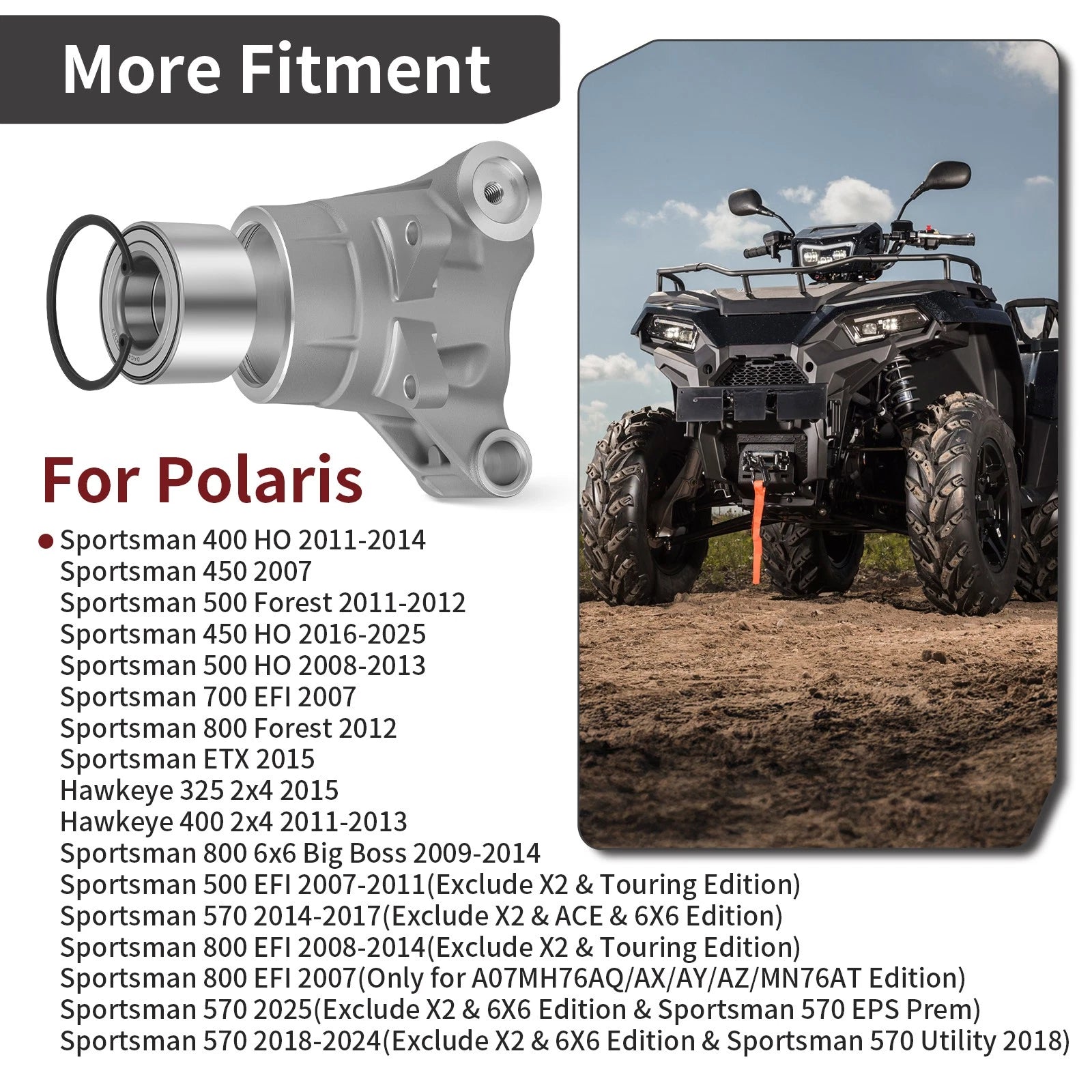 2X Rear Wheel Bearing Carrier 5135563 for Polaris Sportsman 500 HO (2008–2013)
