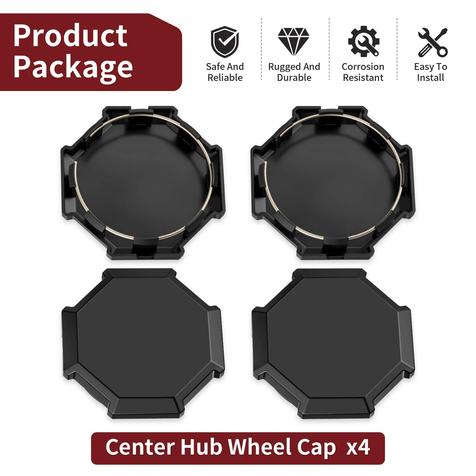 Set of 4 Center Hub Wheel Caps 1521999-458 for Polaris Sportsman 850 1000