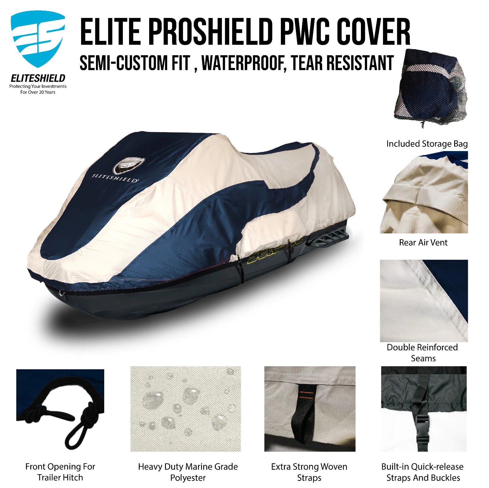 EliteShield Waterproof Trailerable Cover for Honda AquaTrax R12X R12 (2002–2008)